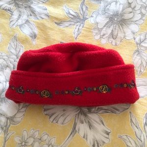 Baby gap fleece red hat with embroidery. Size L/XL